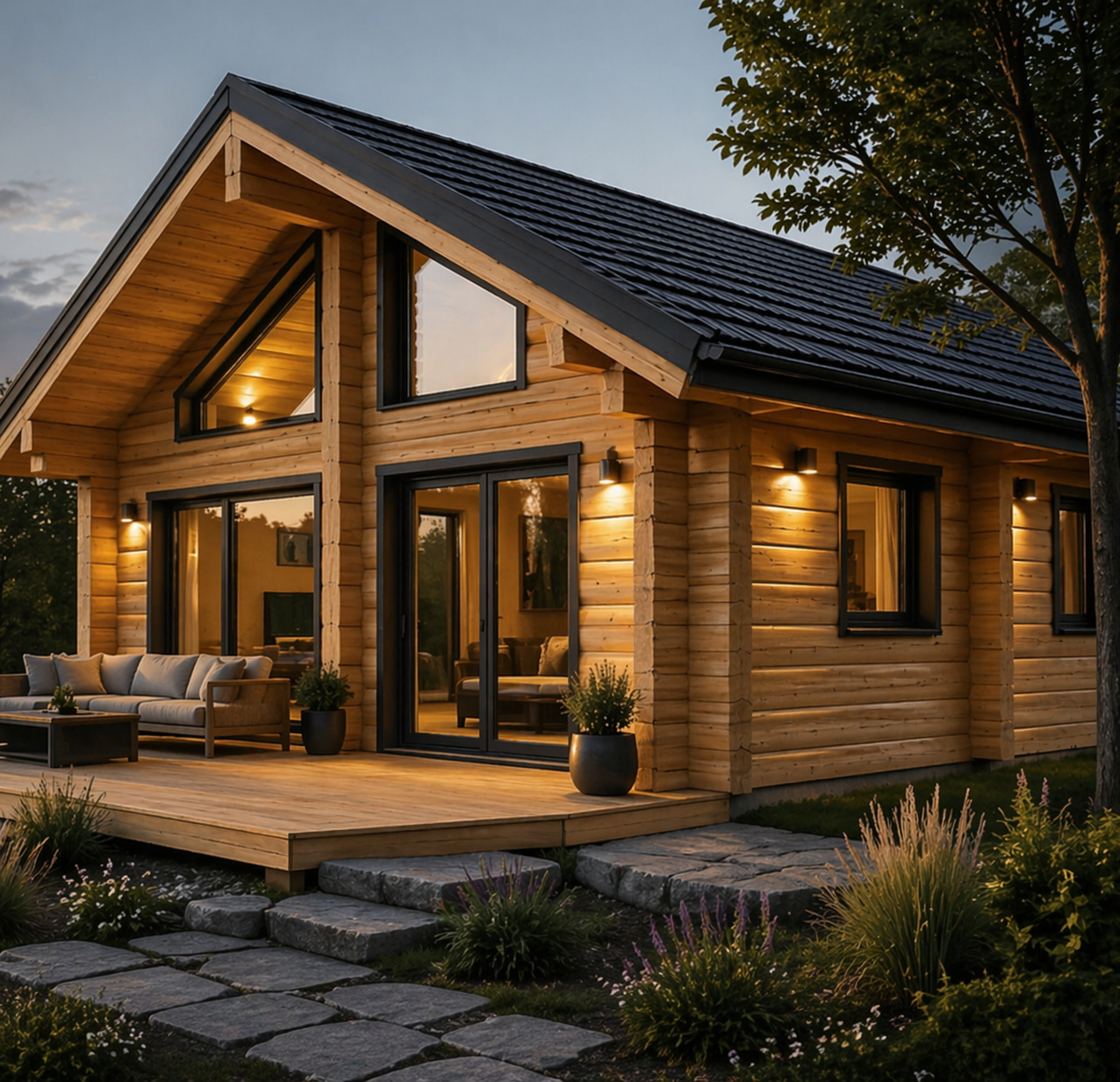 European log home exterior